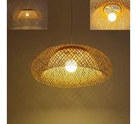 HXYSXHJUO Lámpara Colgante Retro de bambú, Tejida a Mano, E27, Ajustable, lámpara de Techo Vintage nostálgica para Restaurante, Dormitorio, Sala de Estar, Cocina, cafetería, Bar, lámpara de