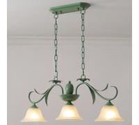 HXYSXHJUO Lámpara Colgante Retro de Hierro Verde Largo, lámpara de araña de 3 Luces con Pantalla de Vidrio, lámpara de araña para Cocina, lámpara de Mesa, iluminación para Pasillo, Bar y Sal
