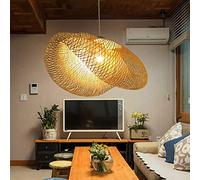 HXYSXHJUO Lámpara Colgante Vintage de bambú Hecha a Mano, Altura Ajustable, E27, para Restaurante, Dormitorio, Sala de Estar, Comedor, cafetería, Bar, lámpara de araña nostálgica de 60 cm.