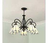 HXYSXHJUO Lámpara de araña de Estilo Moderno, candelabros de vitral Blanco, lámpara Colgante en Forma de Cono, Altura 5, lámpara de Comedor.