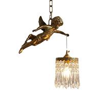 HXYSXHJUO Lámpara de araña Estilo francés con Forma de ángel, Totalmente de Bronce, con Acabado en latón, Ideal para la Cocina, el Dormitorio o como lámpara de Noche de Cristal.