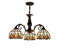 HXYSXHJUO Lámpara de araña Estilo Tiffany, Estilo Barroco Vintage, 3 Cabezales, Pantalla de vidrieras de 20 cm, lámpara Colgante de Techo para Dormitorio y Sala de Estar.