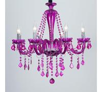 HXYSXHJUO Lámpara de araña Europea de Cristal púrpura para Velas, Ideal para Sala de Estar, Restaurante, Dormitorio, Villa para Chicas, Tienda de Ropa, salón de Belleza, cafetería, Bar, Kara
