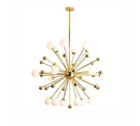 HXYSXHJUO Lámpara de araña moderna Sputnik de latón cepillado de mediados de siglo para pasillo, bar, cocina, candelabro LED nórdico de diente de león mágico, dorado, decoración de 18 cabezas