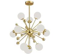 HXYSXHJUO Lámpara de araña moderna Sputnik de latón cepillado de mediados de siglo para pasillo, bar, cocina, candelabro LED nórdico de diente de león mágico, dorado, decoración de 18 cabezas