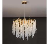 HXYSXHJUO Lámpara de Techo para Sala de Estar, Moderna lámpara de araña de Rama de árbol de Cristal, lámpara Colgante de Gota de Lluvia Dorada de Lujo para Comedor, Dormitorio