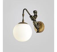 HXYSXHJUO Lámparas de Pared para Dormitorio, Aplique Vintage con Escultura de Sirena y Pantalla de Globo de Cristal Blanco, Luces para tocador de baño, iluminación Decorativa para Sala de es