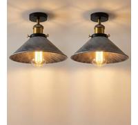 HXYSXHJUO Paquete de 2 lámparas de Techo semiempotradas de 22 cm con Pantalla cónica de Metal, Casquillo E27, Estilo Industrial Vintage, Ideales para Cocina, Dormitorio, Pasillo y Sala de es