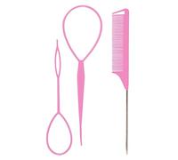 Hxyxbnhno Juego de herramientas para el cabello, peine de cola de rata y herramientas de bucle, material ABS, negro y azul, mujeres y niñas