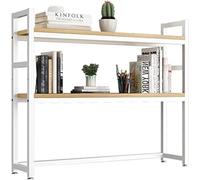 HXZJUIKL Estantería de Escritorio de Oficina,2 Niveles,Estante de Almacenamiento de Oficina de Escritorio,Estante de exhibición de Metal de Madera Ajustable