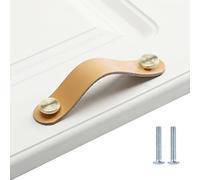 HY HUIJUN Tiradores de cuero para muebles Distancia entre agujeros 9,6 cm Tiradores para cajones Tiradores de cuero hechos a mano Botones de cuero para armarios Tiradores para armarios