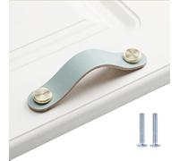 HY HUIJUN Tiradores de cuero para muebles Distancia entre agujeros 9,6 cm Tiradores para cajones Tiradores de cuero hechos a mano Botones de cuero para armarios Tiradores para armarios