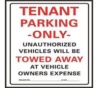 Hy-Ko Products 701 Tenant Parking Only Heavy Duty Plastic Sign 15"""" x
