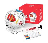 Hy-Pro Balón de garabatos Oficial del Arsenal F.C. - Tamaño 2 Color en balón de fútbol con 5 bolígrafos para Colorear, Soporte y Bomba, Juguetes de fútbol, Regalos del Arsenal para niños y niñas de 3