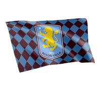 Hy-Pro Bandera oficial del Aston Villa F.C. de 5 x 3 pies, a cuadros, de poliéster, para exhibición del hogar y partidos, equipo de seguidores con gran escudo del Aston Villa