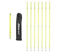 Hy-Pro Bastón de agilidad plegable, con pincho, paquete de 8, bastones de slalom, bastones de entrenamiento, bolsa de transporte, taladros, equipo de entrenamiento, entrenamiento de velocidad,