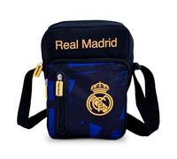 Hy-Pro Bolsa lateral con licencia oficial del Real Madrid CF, ligera, producto del Real Madrid, escudo y colores, para niños y adultos, gran idea de regalo de fútbol, Negro / azul, Talla única