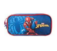 Hy-Pro Bolsa para botas de Spiderman con licencia oficial, con tirador de cremallera y gráfico frontal para almacenamiento de kits deportivos, bolsa de zapatos azul y roja con diseño de eslinga de red