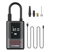 Hy-Pro Bomba de Aire eléctrica inalámbrica - Bomba infladora portátil para inflar Pelotas Deportivas, Motocicletas, Bicicletas y neumáticos de Coche, 4 boquillas, Pantalla LCD Digital, presión