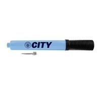 Hy-Pro Bomba de inflado portátil Grande de Doble acción con Licencia Oficial del Manchester City, Bomba de fútbol también Adecuada para Rugby, Baloncesto, Netball, Ligera con Aguja, para Todas Las