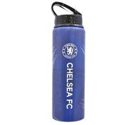 Hy-Pro - Botella de aluminio con licencia oficial del Chelsea F.C., 750 ml, azul y pajilla plegable integrada, a prueba de fugas, ligera, gran idea de regalo de fútbol