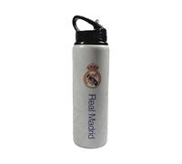 Hy-Pro Botella de aluminio con licencia oficial del Real Madrid CF de 750 ml, pajita plegable integrada, a prueba de fugas, ligera, gran idea de regalo de fútbol