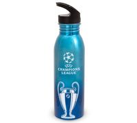 Hy-Pro Botella UV de aluminio con licencia oficial de la UEFA Champions League, 700 ml, diseño desteñido, metálico, acero inoxidable, popote plegable integrado, a prueba de fugas, ligera