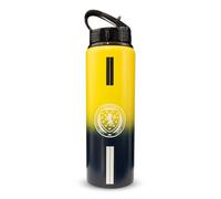 Hy-Pro Botella UV de aluminio con licencia oficial de Scotland FA de 750 ml, pajita plegable integrada, acabado neocromático, a prueba de fugas, ligera, sin BPA, color amarillo