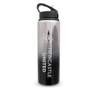 Hy-Pro Botella UV de aluminio con licencia oficial del Newcastle F.C de 750 ml, pajita plegable integrada, acabado neocromático, a prueba de fugas, ligera, sin BPA