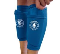 Hy-Pro Espinilleras con licencia oficial del Chelsea F.C. con manga de calcetín, para niños, transpirable, ligera, duradera, equipo de protección, mercancía, The Blues, gran idea de regalo de fútbol