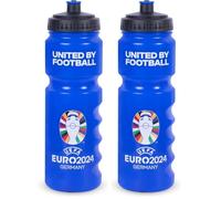 Hy-Pro Euro 2024 - Botella de plástico de 750 ml, con licencia oficial, 0,75 L, reutilizable, boquilla retráctil, ligera, botella deportiva, sin BPA (Paquete de 2)