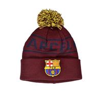 Hy-Pro Gorro Bobble de Barcelona con Licencia Oficial, para Invierno, con diseño Tradicional de pompón, Sombrero de Abanico para Hombre y Mujer, Rojo con Logotipo y Escritura