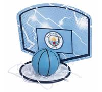 Hy-Pro Juego de Baloncesto con Licencia Oficial del Manchester City, Juego de Baloncesto para Interiores con Tablero, Borde y Pelota, Mini aro de Pelota para habitación de niños con Logotipo del