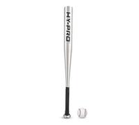 Hy-Pro Juego de béisbol de Aluminio de 26 Pulgadas, Bate de béisbol de Metal Ligero con Mango de Agarre Fuerte, Acabado de Metal Suave, Kit para jardín, Parque y Entrenamiento, Color Plateado