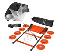 Hy-Pro Juego de entrenamiento de agilidad, paracaídas de resistencia, escalera de agilidad ajustable, 8 conos, bolsa de transporte, equipo de entrenamiento, ideal para mejorar el fitness y la