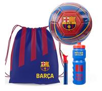 Hy-Pro Juego de fútbol oficial del FC Barcelona, pelota tamaño 5, mochila con cordón, bomba y botella de 750 ml, regalo completo de fútbol para niños y niñas con marca oficial del club, rojo y azul