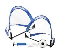 Hy-Pro Juego de porterías de habilidades de la UEFA Champions League con licencia oficial: UCL, 2 porterías de habilidad, goma de 4 pulgadas, bomba, bolsa de transporte, clavijas de tierra, mejora las