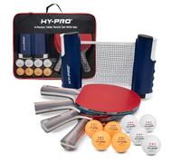 Hy-Pro Juego de tenis de mesa portátil - Con red extensible hasta 170 cm, 4 raquetas, 8 pelotas, bolsa de transporte, pelotas de 3 estrellas, para niños y adultos, juego de tenis de mesa para interior