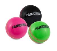 Hy-Pro Las cien bolas de viento con licencia oficial, paquete de 3, verde, rosa, negro, pelota de entrenamiento, equipo de críquet
