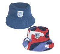 Hy-Pro Sombrero de pescador con licencia oficial de Inglaterra, reversible, azul, estilo clásico, doble cara con sólido o estampado, escudo de tres leones, festival, vacaciones, sombrero de sol