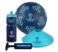 Hy-Pro UEFA Champions League Street Ball Set con Licencia Oficial - UCL, tamaño 5 Playground Soft Ball, Bomba, Botella de plástico Reutilizable de 500 ml, 4 Conos, mercancía, Juego de Regalo