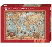 Heye Mapa de The World Standart 2000 Piezas (Incluye póster), Color marrón (KV&H Verlag GmbH 29845)