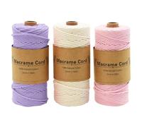 Hyacinthy Hilo Macrame 3mm- 3x100m Cuerda Macrame Algodon para Manualidades Bricolaje Hogar Decoración Bohemia Colgantes de Plantas Tapices de Pared Tejer (2.Beige+Gris+Rosa)
