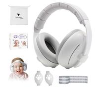 HyAdierTech 2 en 1 Cascos Bebe Antiruido, Protectores Auditivos para Bebés con Diadema Ajustable, Orejeras Reductoras de Ruido Niños, para Viajes y Entornos Ruidosos, para Bebés de 0 a 48 meses (gris)