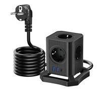 HyAdierTech Cubo Regleta Enchufes, 4000W Regleta con 5 Tomas, 2 USB-A y 1-USB-C, Regreltas Vertical Enchufe con Interruptor y Proteccion Sobretension, Powercube con 2M para Casa Oficina y Los Viajes