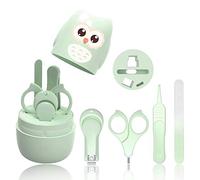 HyAdierTech Juego de cortaúñas para bebé - Juego de pedicura para bebé - Kit de aseo para bebé - Juego de cuidado para guardería con tijera de seguridad + Lima para uñas + Pinzas (verde)