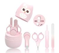 HyAdierTech Manicura Bebé | Kit 4 en 1 con estuche, cortaúñas, tijeras, lima y pinzas para depilar | Kit de cuidado de uñas para bebés y niños jóvenes | Recién nacido Especial Protección para Bebé