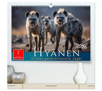 Hyänen - Afrikas geheimnisvolle Jäger (hochwertiger Premium Wandkalender 2026 DIN A2 quer), Kunstdruck in Hochglanz: Streifzüge in freier Wildbahn - mitten in der rauen Natur.