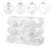 Hyakoz 24 Piezas Bola de Navidad Copo de Nieve Transparente Bolas de Navidad Transparentes para Rellenar Infrangibles Christmas Baubles Ideal para árboles de Navidad, Fiesta, Boda, 6cm
