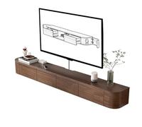 HYANXUE Mueble de TV flotante, soporte de TV montado con puertas abatibles y puerta lateral, banco de TV de almacenamiento debajo de la TV para dormitorio, sala de estar (marrón, 160 cm)